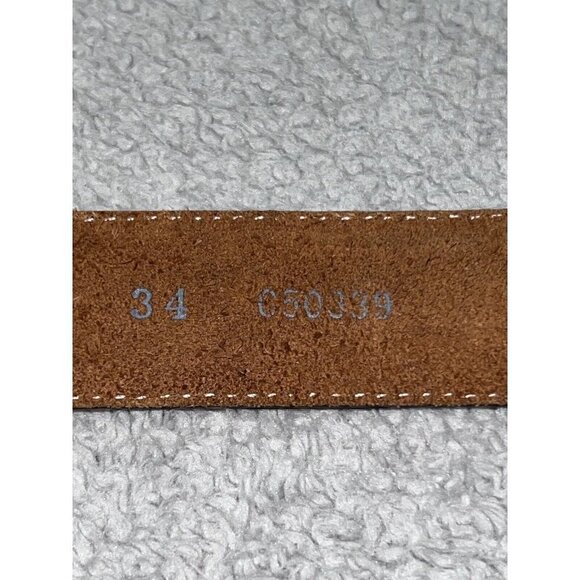 TONY LAMA Mens Cognac Nubuck Diamond Silver Studs Silver Buckle Belt - Picture 11 of 12